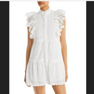 Alice and Olivia Pimmy Ruffled Eyelet Mini Dress